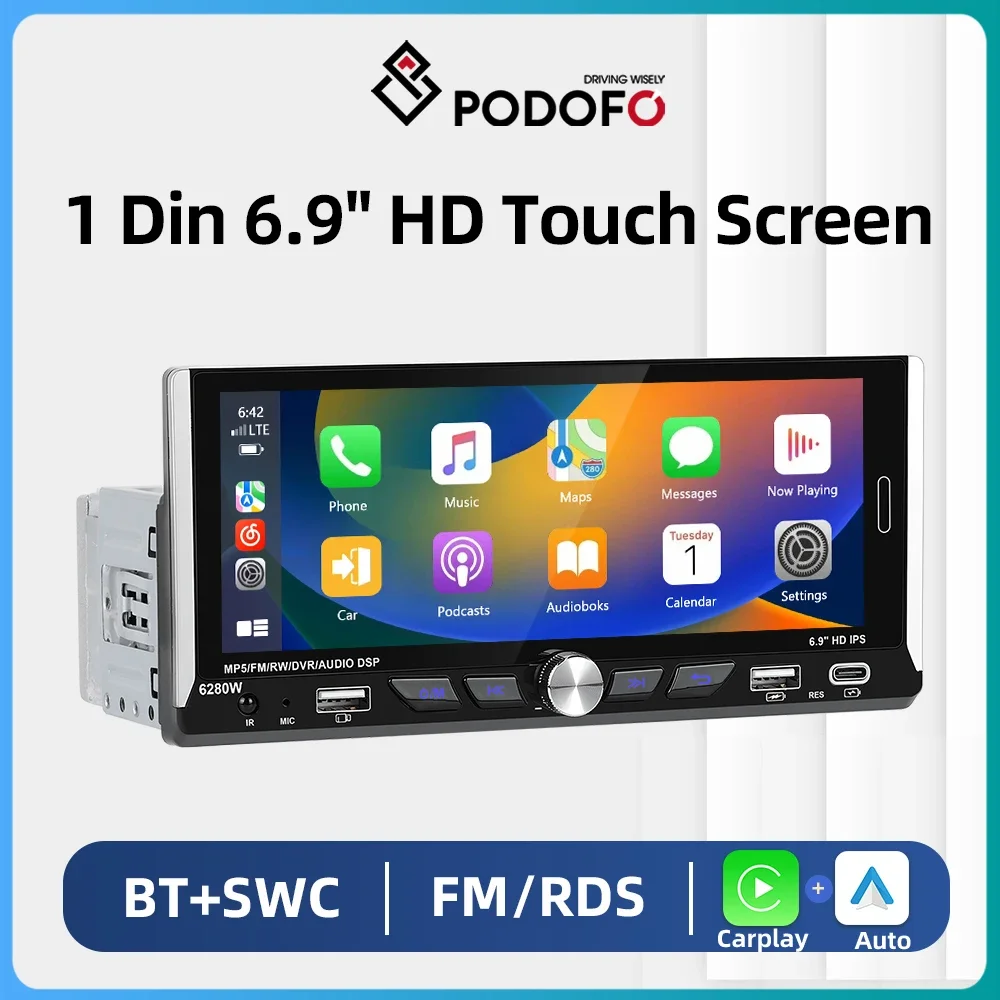 Podofo o?U o?? FM ?oo? ?\u201da ?|| TF USB ??a? ?o??, ?U MP5 ?o???˦, IPS ?a u?\u201d?, 1din, 6.9 ?